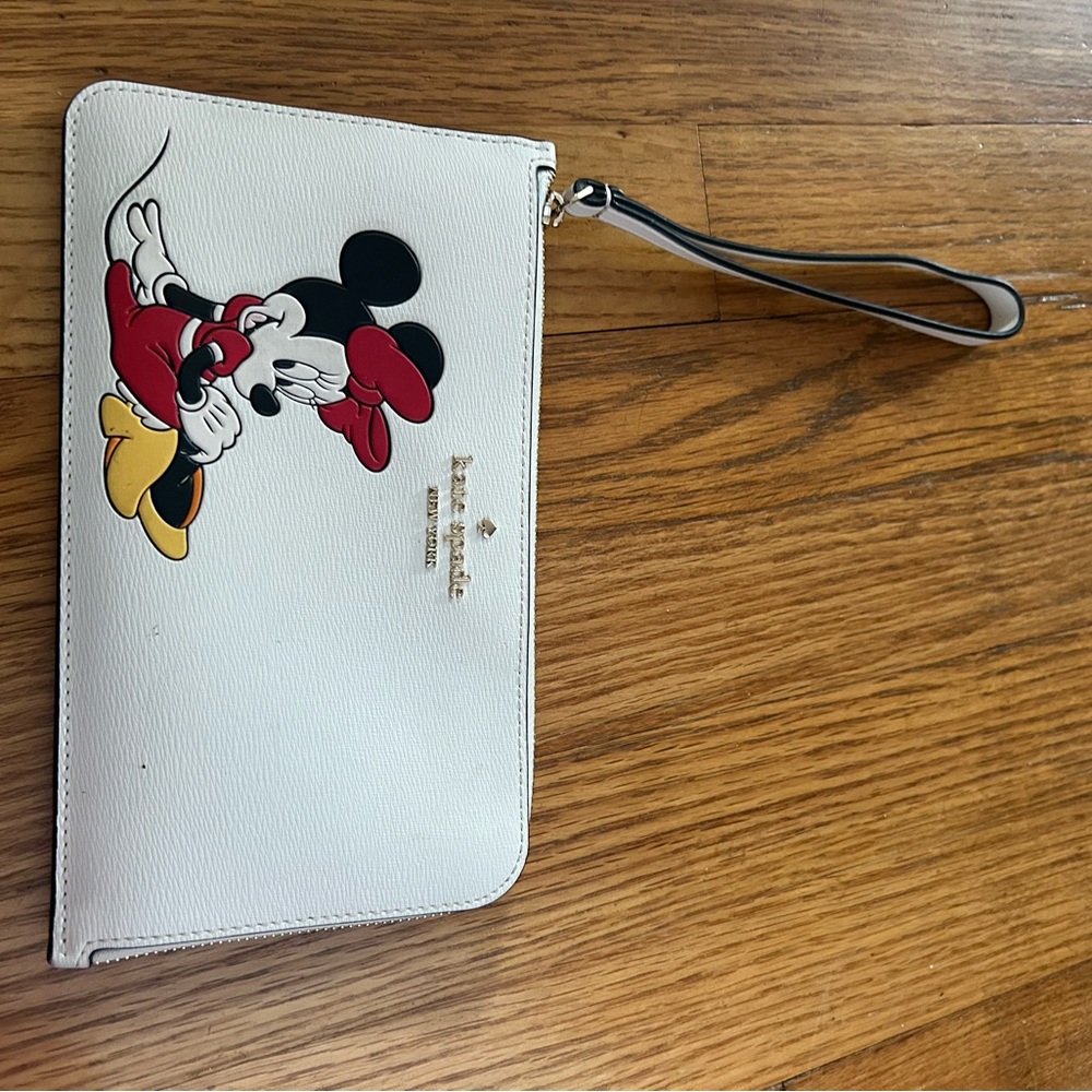 Kate Spade White Wristlet with Mickey Mouse Design
